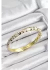 Mineli Pirinç Krem Petek Motifli Gold Renk Kadın Kelepçe