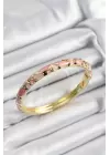 Mineli Pirinç Pembe Petek Motifli Gold Renk Kadın Kelepçe