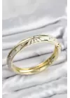 Mineli Pirinç Zirkon Taşlı Bej Desen Motifli Gold Kadın Kelepçe