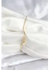 Pembe Zirkon Taşlı Kalp Model Gold Renk Kadın Bileklik