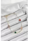 Pirinç Asorti Model Gold Renk Zirkon Taşlı Kadın Bileklik