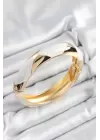 Pirinç Beyaz Mineli Baklava Model Gold Renk Kadın Kelepçe