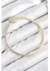 Pirinç Charm Zirkon Taşlı Kalp Model Gold Renk Kadın Bileklik