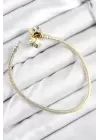 Pirinç Charm Zirkon Taşlı Yonca Model Gold Renk Kadın Bileklik