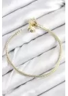 Pirinç Charm Zirkon Taşlı Yonca Model Gold Renk Kadın Bileklik