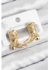 Pirinç Çizme Model Gold Renk Kadın Küpe