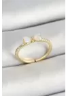 Pirinç Fiyonk Figürlü Zirkon Taşlı Gold Renk Ayarlanabilir Kadın Yüzük
