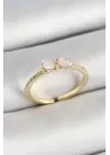 Pirinç Fiyonk Figürlü Zirkon Taşlı Gold Renk Ayarlanabilir Kadın Yüzük