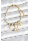 Pirinç Gold Renk Ay ve Güneş Charmlı Kadın Bileklik