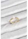 Pirinç Gold Renk Göbek İnci Model Kadın Yüzük