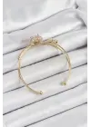 Pirinç Gold Renk Kalpli Zirkon Taşlı Kadın Bileklik