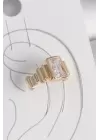 Pirinç Gold Renk Kare Zirkon Taşlı Kadın Kıkırdak Küpe