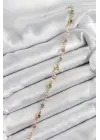 Pirinç Gold Renk Karışık Renkli Zirkon Taşlı Kadın Bileklik