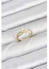 Pirinç Gold Renk Kelebek Zirkon Taşlı Kadın Yüzük