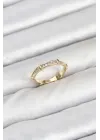 Pirinç Gold Renk Kemik Model Zirkon Taşlı Kadın Yüzük