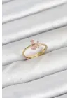 Pirinç Gold Renk Pembe Kelebek Kadın Yüzük