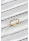 Pirinç Gold Renk Renkli Zirkon Taşlı Kadın Yüzük