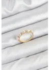 Pirinç Gold Renk Sıralı İncili Kadın Yüzük