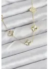Pirinç Gold Renk Yonca Kadın Kolye