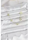 Pirinç Gold Renk Yonca Kadın Kolye