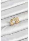 Pirinç Gold Renk Yonca Model Kadın Yüzük