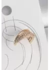 Pirinç Gold Renk Zirkon Taşlı 3Lü Sıralı Model Kadın Kıkırdak Küpe