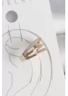 Pirinç Gold Renk Zirkon Taşlı 3Lü Sıralı Model Kadın Kıkırdak Küpe