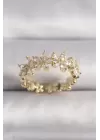 Pirinç Gold Renk Zirkon Taşlı Çiçek Model VIP Seri Kadın Yüzük