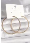 Pirinç Gold Renk Zirkon Taşlı Halka Model Kadın Küpe