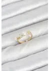 Pirinç Gold Renk Zirkon Taşlı İncili Model Kadın Yüzük