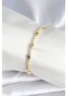Pirinç Gold Renk Zirkon Taşlı Kadın Bileklik