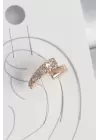 Pirinç Gold Renk Zirkon Taşlı Kadın Kıkırdak Küpe