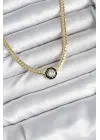 Pirinç Gold Renk Zirkon Taşlı Kadın Kolye