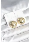 Pirinç Gold Renk Zirkon Taşlı Kadın Küpe