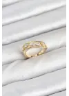 Pirinç Gold Renk Zirkon Taşlı Kadın Yüzük