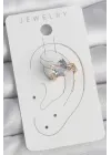 Pirinç Gold Renk Zirkon Taşlı Kalp Model Kadın Kıkırdak Küpe