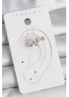 Pirinç Gold Renk Zirkon Taşlı Kalp Ok Model Kadın Kıkırdak Küpe