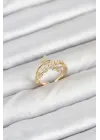 Pirinç Gold Renk Zirkon Taşlı Kelebek Model Kadın Yüzük