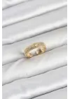 Pirinç Gold Renk Zirkon Taşlı Kutup Yıldızı Model Kadın Yüzük