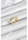 Pirinç Gold Renk Zirkon Taşlı Sırım Kadın Yüzük