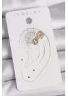 Pirinç Gold Renk Zirkon Taşlı Sonsuzluk Zincir Model Kadın Kıkırdak Küpe