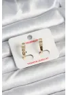Pirinç Gold Renk Zirkon Taşlı Vintage Kadın Küpe