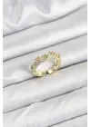 Pirinç Gold Renk Zirkon Taşlı Vintage Kadın Yüzük