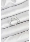 Pirinç Gümüş Renk Fiyonk Model Kadın Yüzük