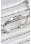Pirinç Gümüş Renk İşlemeli Altı Açık Bileklik
