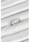 Pirinç Gümüş Renk Kelebek Zirkon Taşlı Kadın Yüzük