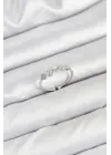 Pirinç Gümüş Renk Minimal Yonca Detaylı Kadın Yüzük