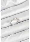 Pirinç Gümüş Renk Sıralı İncili Kadın Yüzük