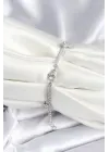 Pirinç Gümüş Renk Yıldız Model Kadın Bileklik