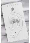 Pirinç Gümüş Renk Zirkon Taşlı 3Lü Sıralı Kadın Kıkırdak Küpe